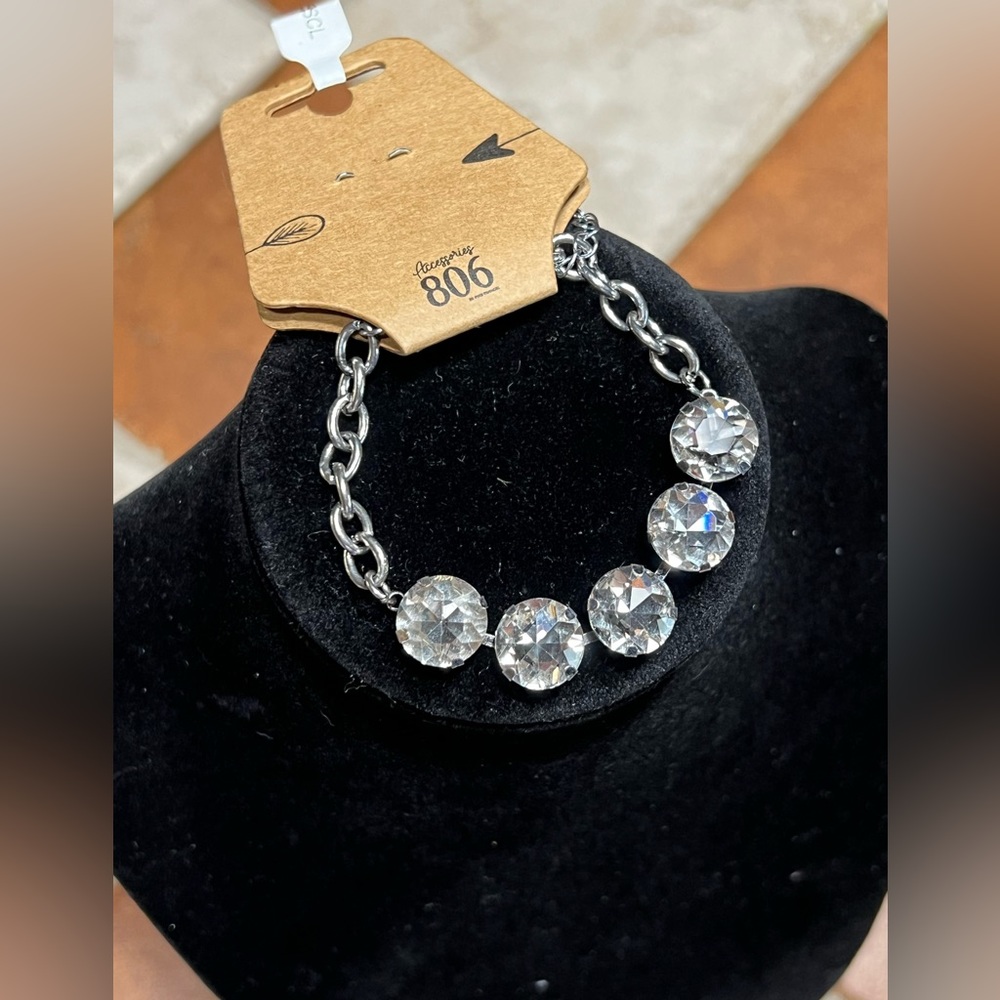 Accessories 806 By Pink Panache Silver/Clear Bracelet